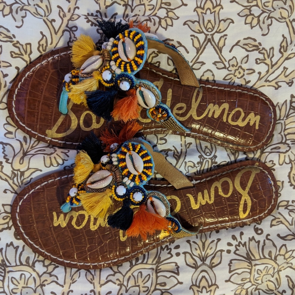 Sam Edelman Fringe & Puka Shell Sandals